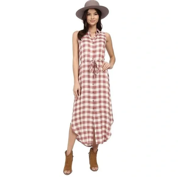 chinese dress ladies Love Kuza Camel Buffalo Plaid Venechia Maxi Wrap Dress Camel/Black Plaid / Small (2-6)
